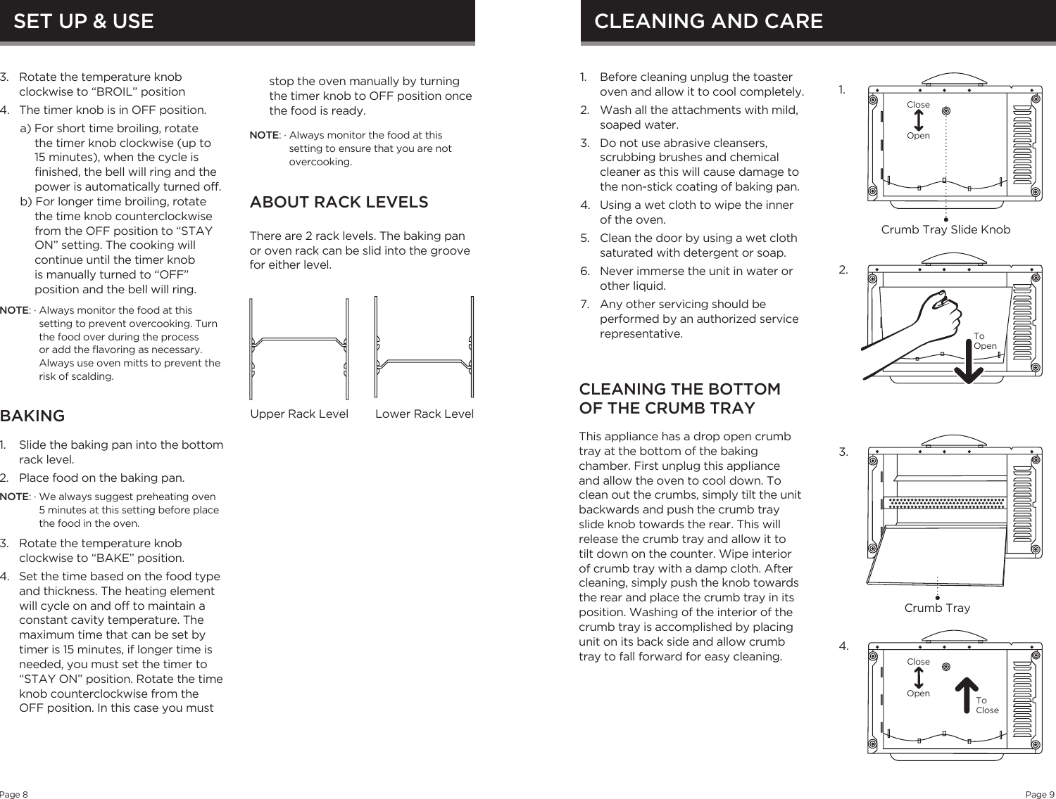 Page 5 of 7 - Westinghouse WTO1010B Toaster Oven Manual User To The 6693806a-aade-4b3a-a488-7ddcd1a4ba3a