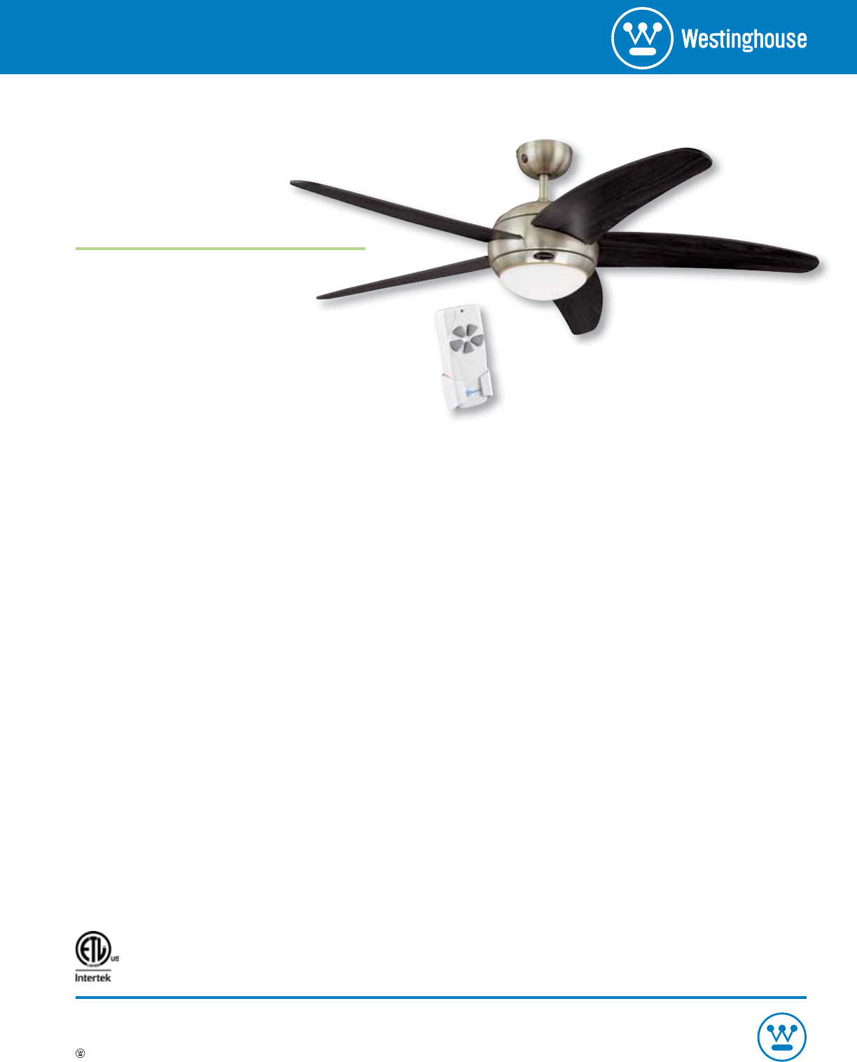 Bendan 52-Inch Five-Blade Indoor Ceiling Fan Westinghouse 7255700