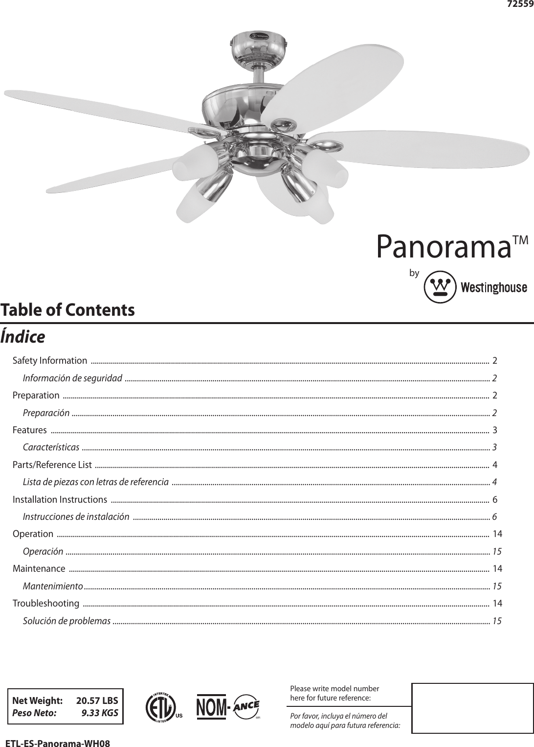 Westinghouse Panorama 52 Inch 