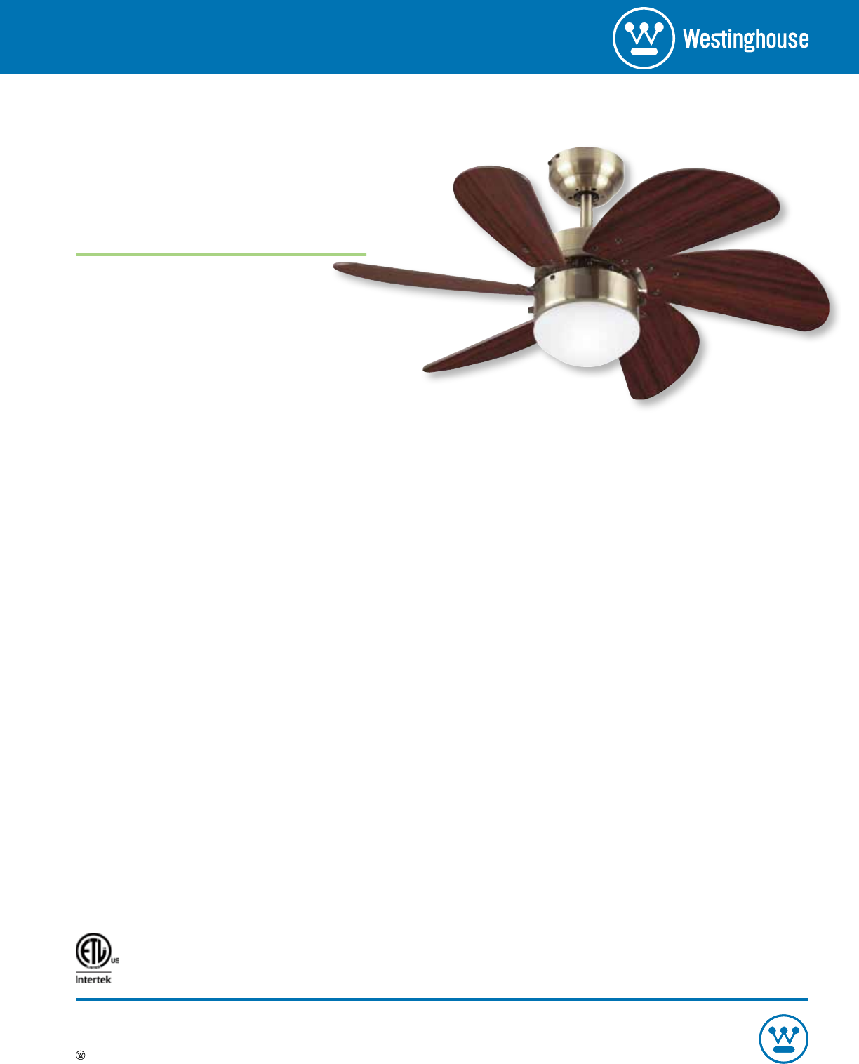 Westinghouse Turbo Swirl 30 Inch Six Blade Indoor Ceiling Fan