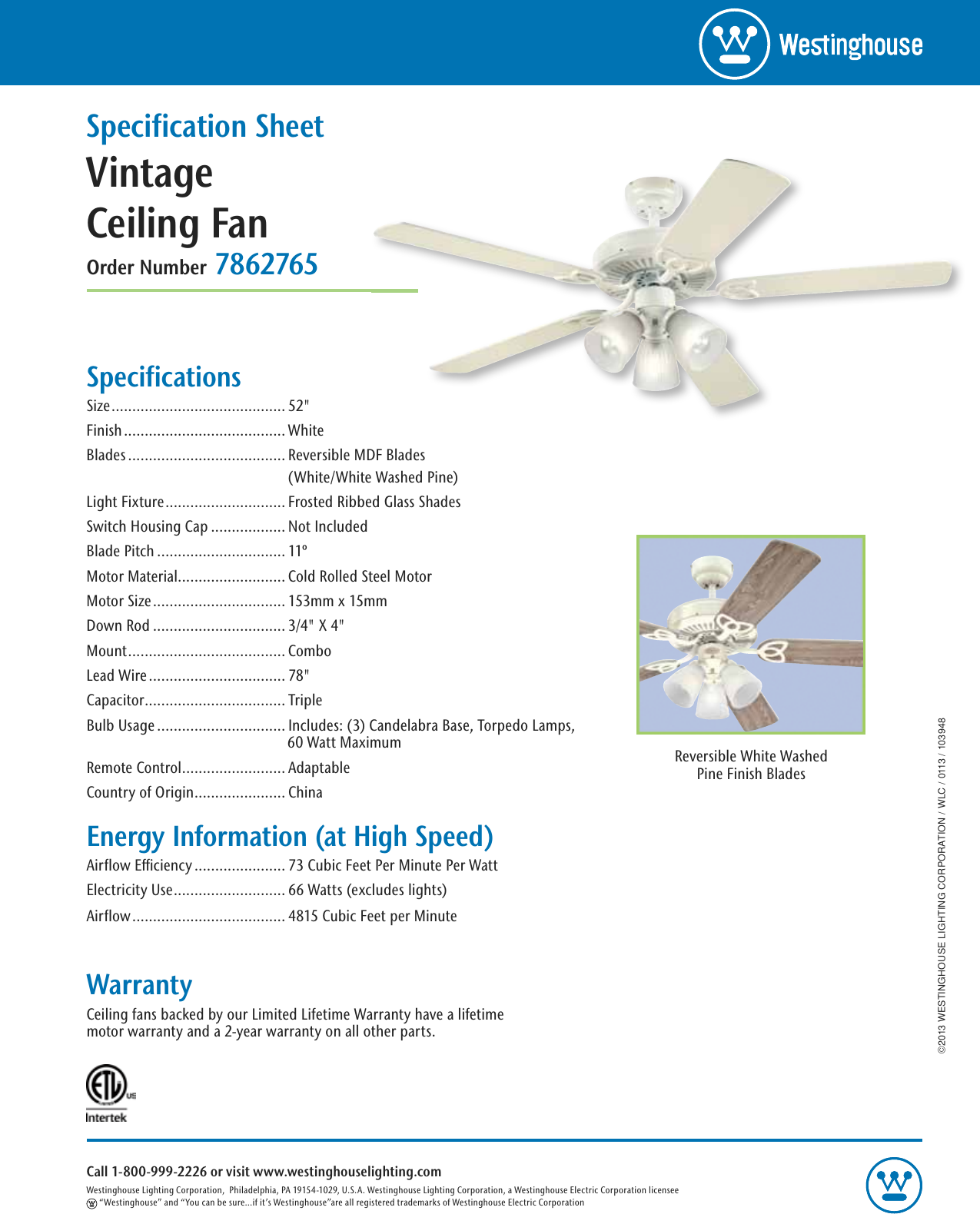 Ceiling Fan Blade Pitch Information Sheet