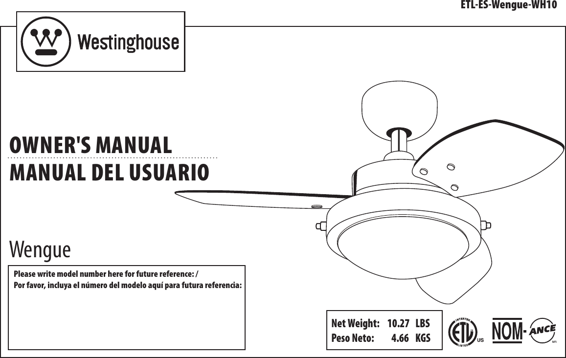 Westinghouse Wengue 30 Inch Reversible Three Blade Indoor Ceiling
