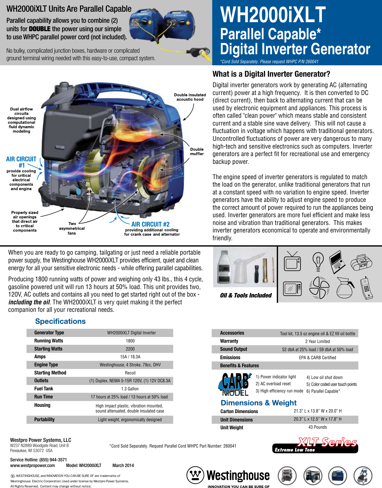 Page 2 of 2 - Westinghouse Westinghouse-Wh2000Ixlt-Specification-Sheet- WH2000iXLT Spec Sheet 2014 EMail  Westinghouse-wh2000ixlt-specification-sheet