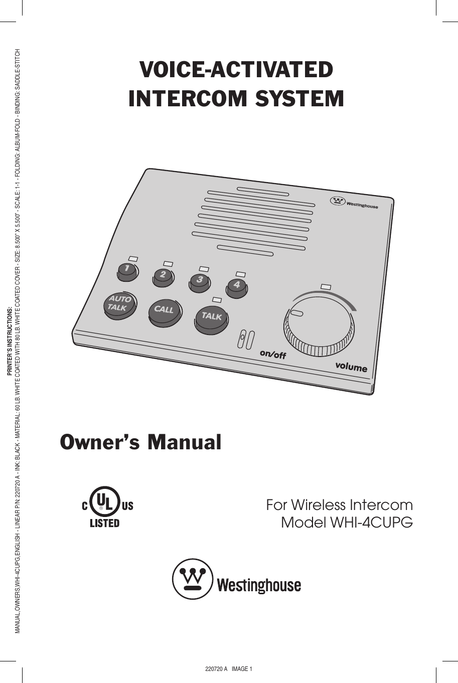 Page 1 of 8 - Westinghouse Westinghouse-Whi-4Cupg-Users-Manual- 220720A Westinghouse-whi-4cupg-users-manual