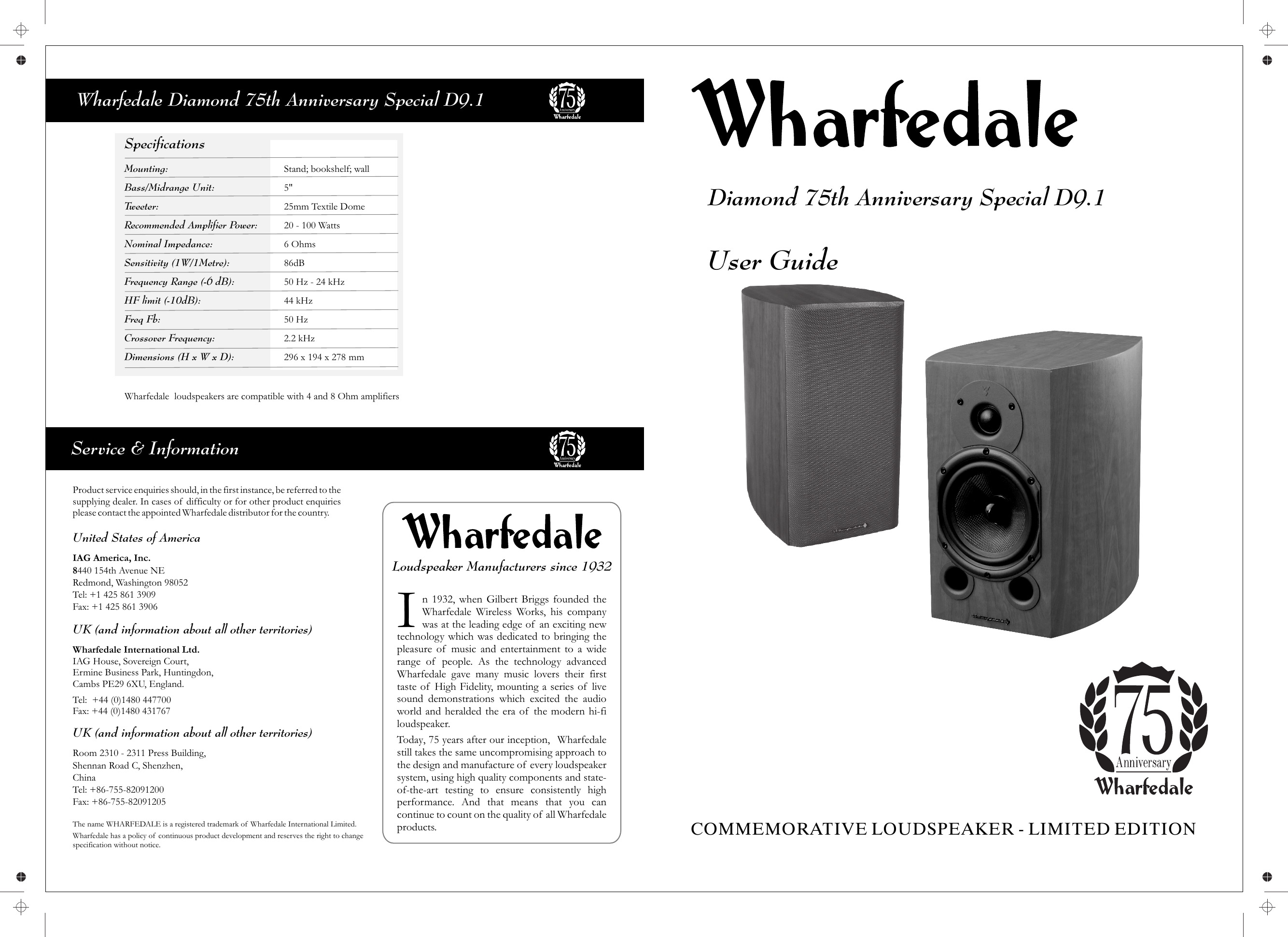 Page 1 of 2 - Wharfedale Wharfedale-D9-1-Users-Manual- 75th Anniversary Manual  Wharfedale-d9-1-users-manual