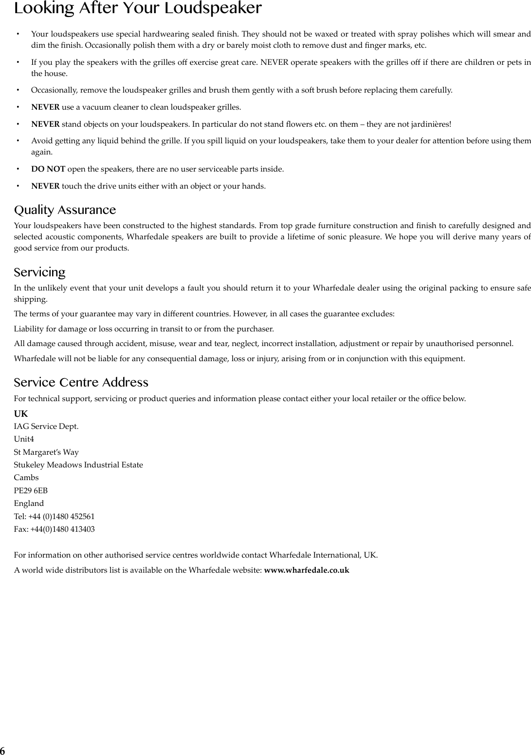 Page 8 of 12 - Wharfedale Wharfedale-Diamond-101C-Users-Manual-  Wharfedale-diamond-101c-users-manual