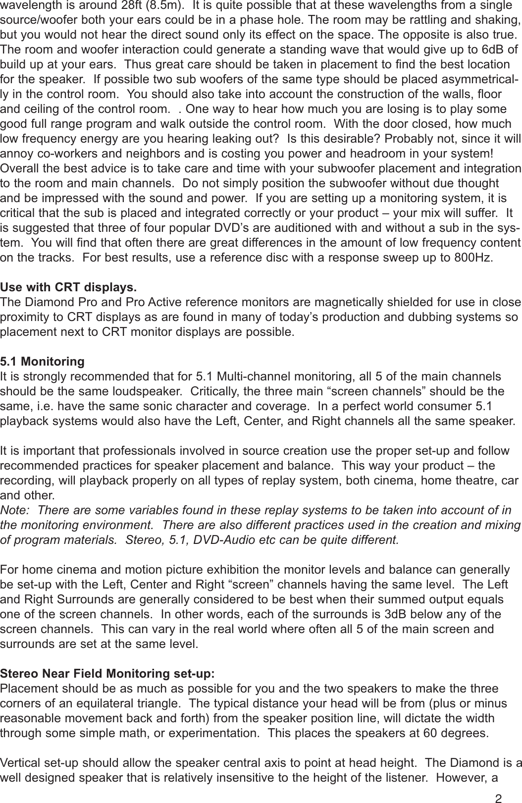 Page 5 of 12 - Wharfedale Wharfedale-Diamond-8-1-Pro-Users-Manual- Diamond Pro Manual  Wharfedale-diamond-8-1-pro-users-manual