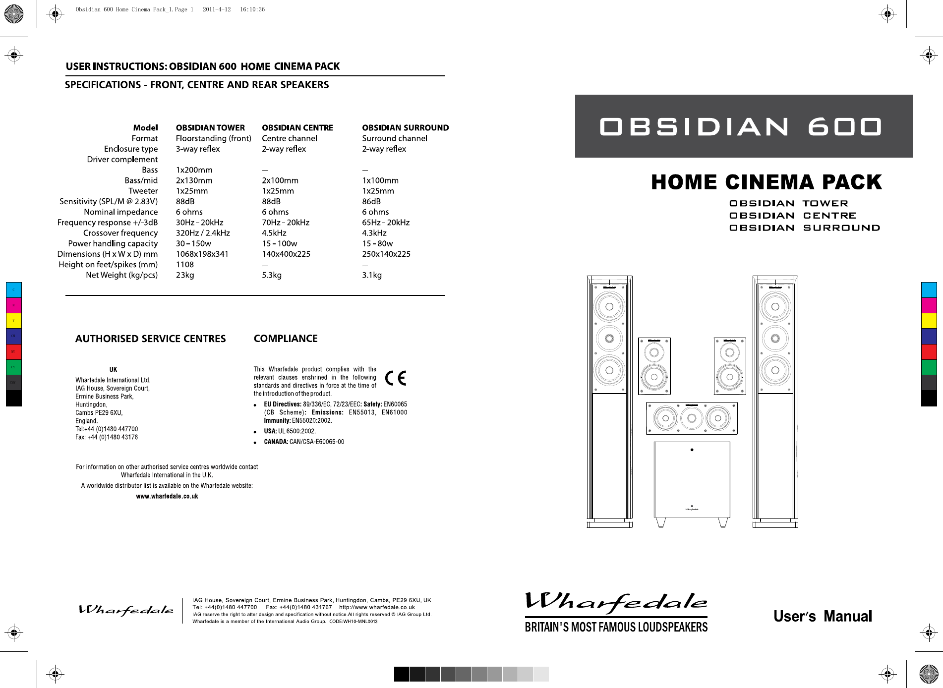 Page 1 of 4 - Wharfedale Wharfedale-Obsidian-600-Users-Manual- Diamond 9 HCP _3  Wharfedale-obsidian-600-users-manual