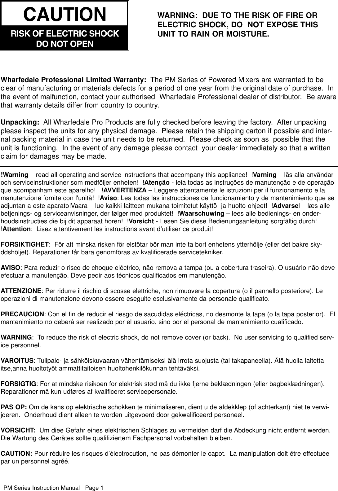 Page 2 of 12 - Wharfedale Wharfedale-Pm500-Users-Manual-  Wharfedale-pm500-users-manual
