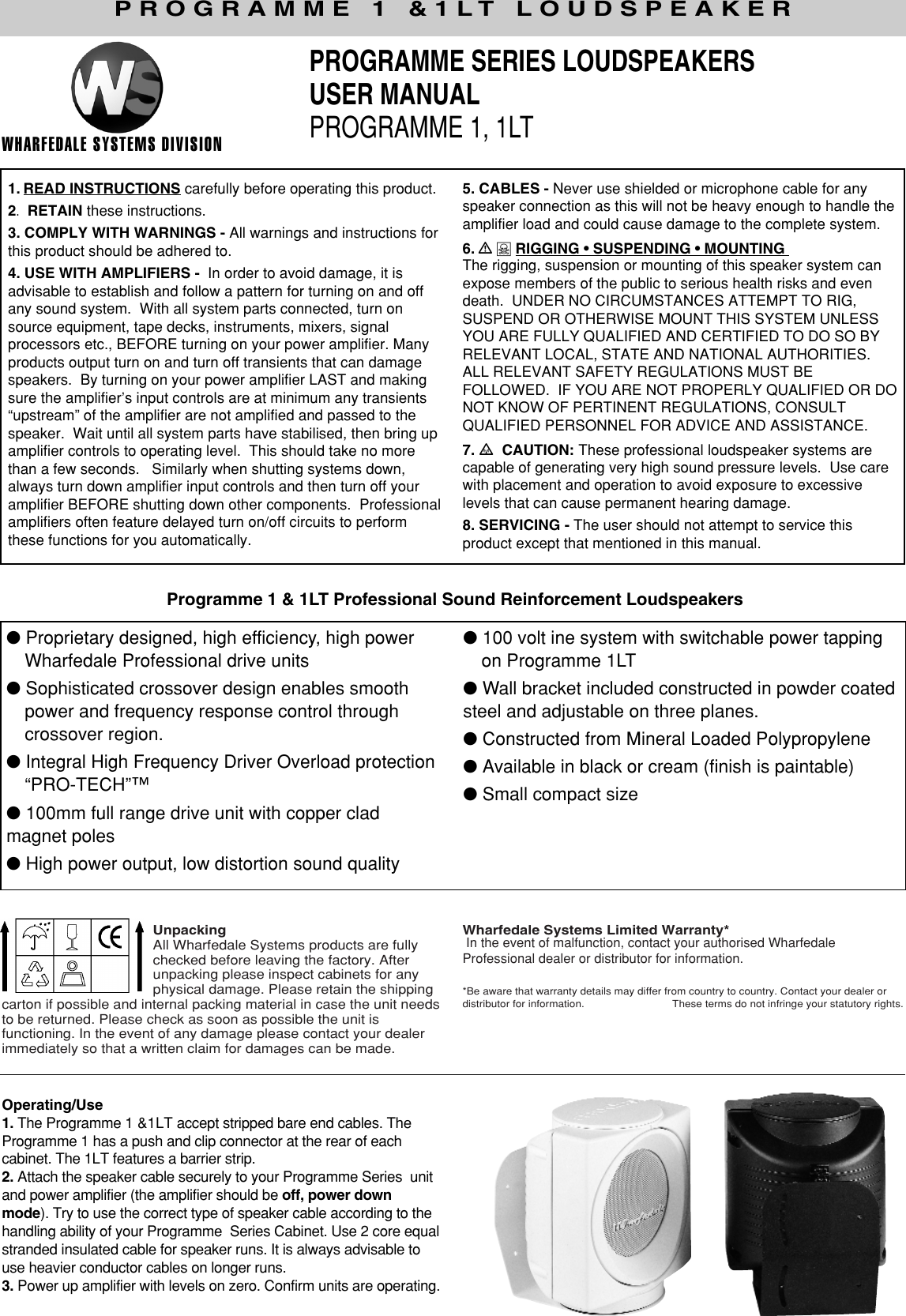 Page 1 of 2 - Wharfedale Wharfedale-Programme-1Lt-Users-Manual- Programme 1 Manual  Wharfedale-programme-1lt-users-manual