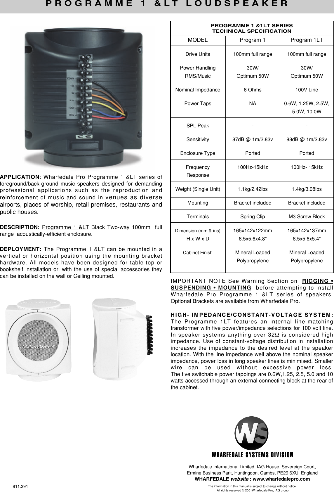 Page 2 of 2 - Wharfedale Wharfedale-Programme-1Lt-Users-Manual- Programme 1 Manual  Wharfedale-programme-1lt-users-manual