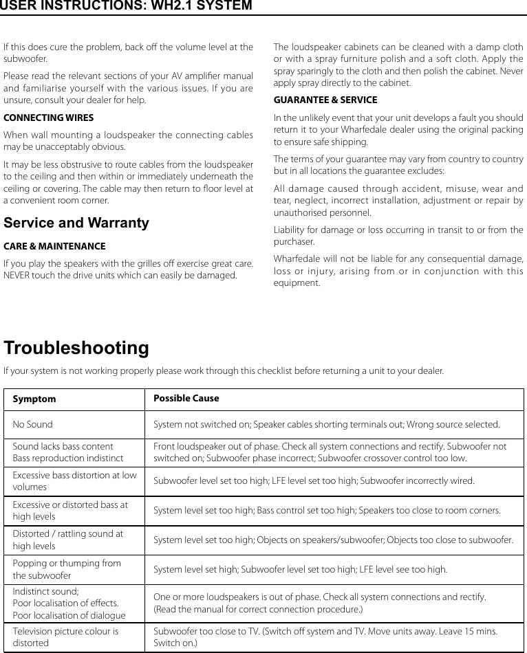 Page 6 of 8 - Wharfedale Wharfedale-Wharfedale-Wh-C-Users-Manual-  Wharfedale-wharfedale-wh-c-users-manual