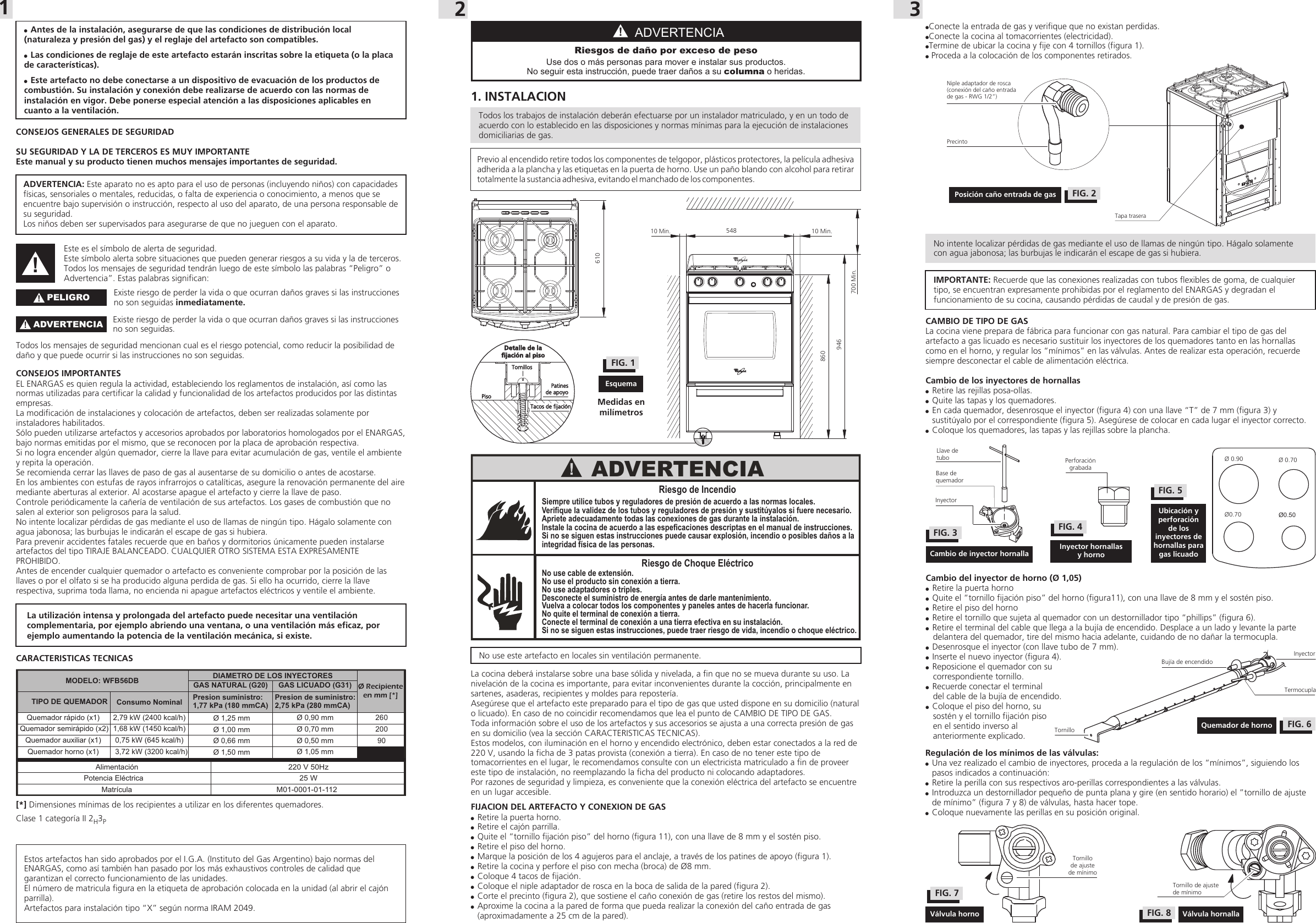 76H01352 SIN EMITIR 40353 COCINA WHIRLPOOL WFB56DB