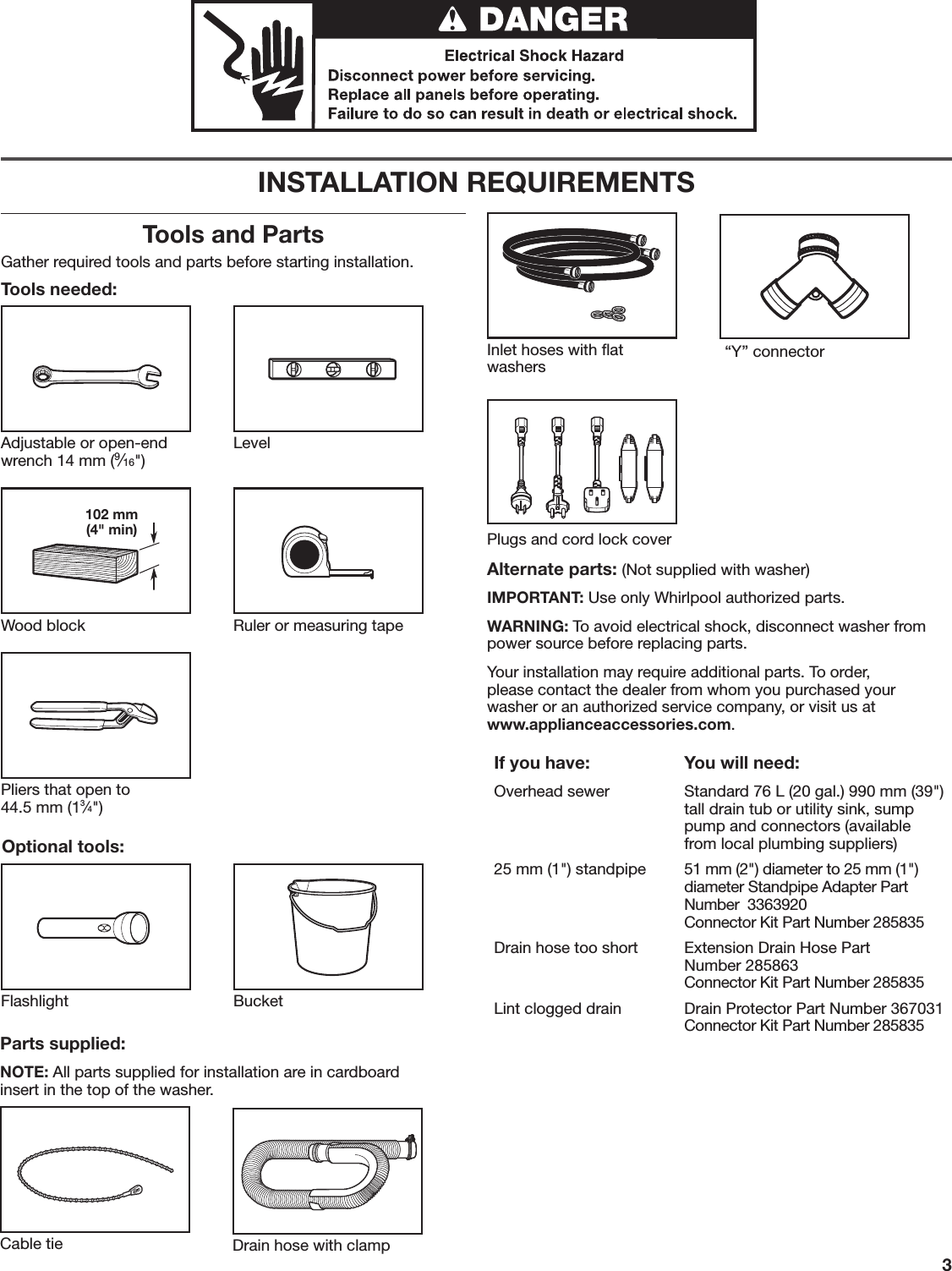 Page 3 of 11 - Whirlpool 4KWTW4815FW0 User Manual  WASHER - Manuals And Guides 1711153L