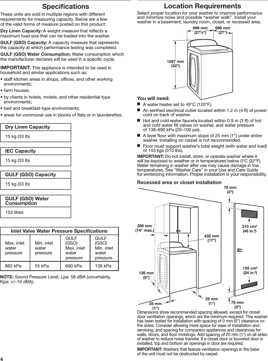 Page 4 of 11 - Whirlpool 4KWTW4815FW0 User Manual  WASHER - Manuals And Guides 1711153L