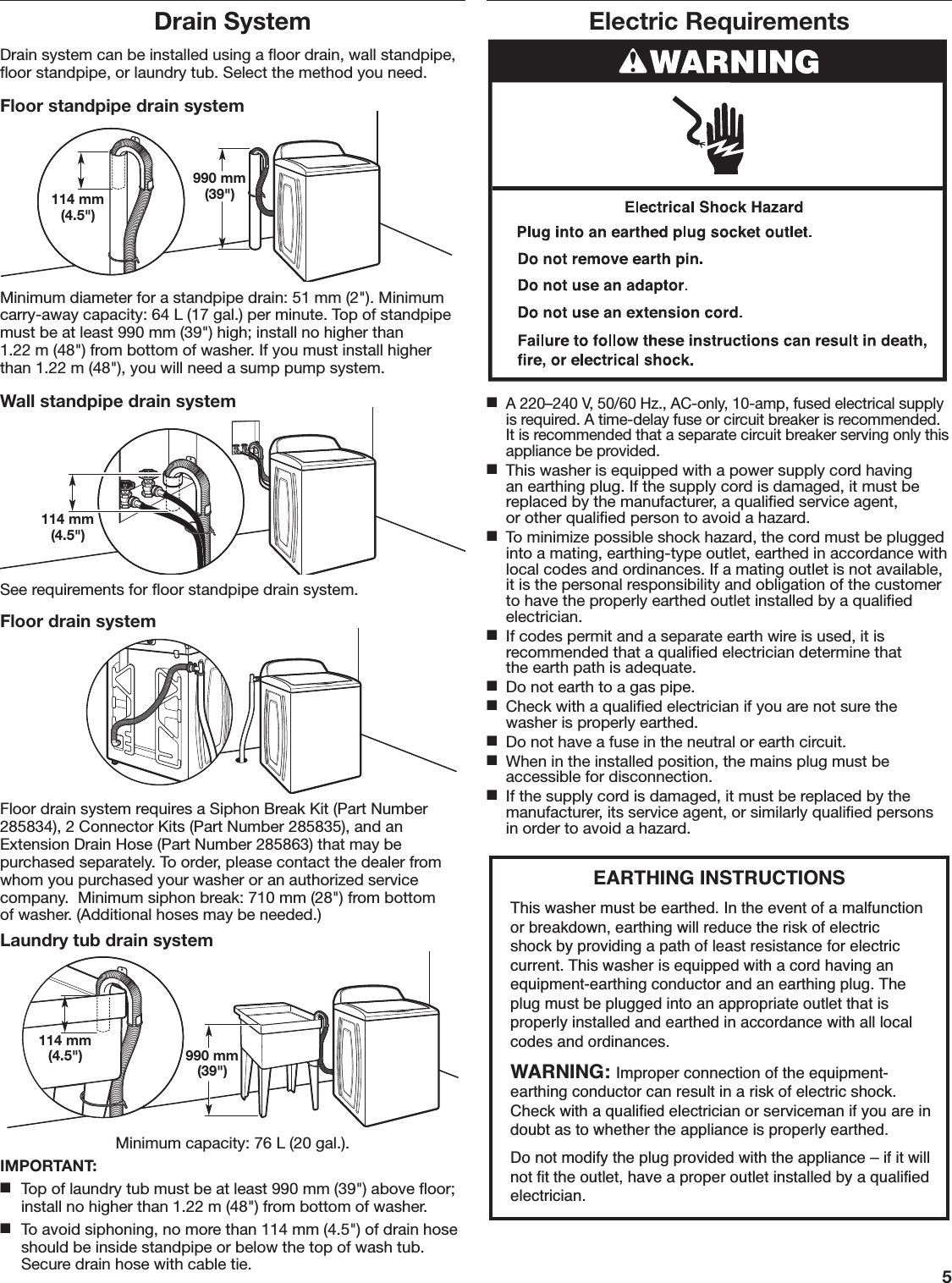 Page 5 of 11 - Whirlpool 4KWTW4815FW0 User Manual  WASHER - Manuals And Guides 1711153L