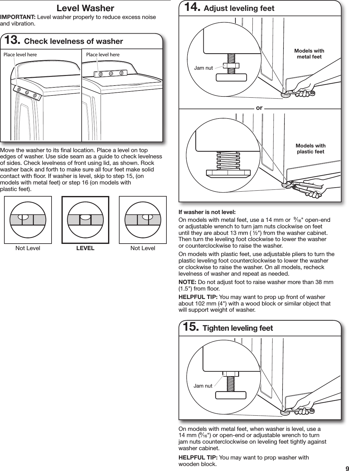 Page 9 of 11 - Whirlpool 4KWTW4815FW0 User Manual  WASHER - Manuals And Guides 1711153L
