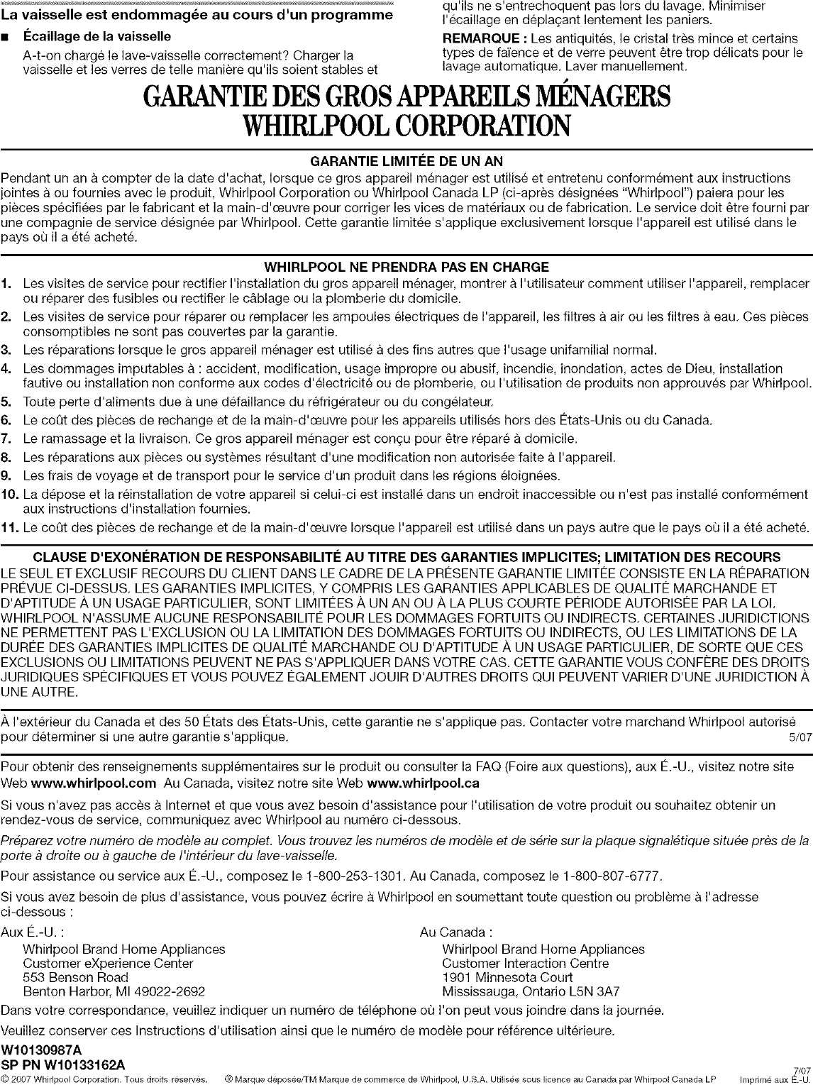 Page 12 of 12 - Whirlpool DU810SWPQ4 User Manual  UNDERCOUNTER DISHWASHER - Manuals And Guides L0711229