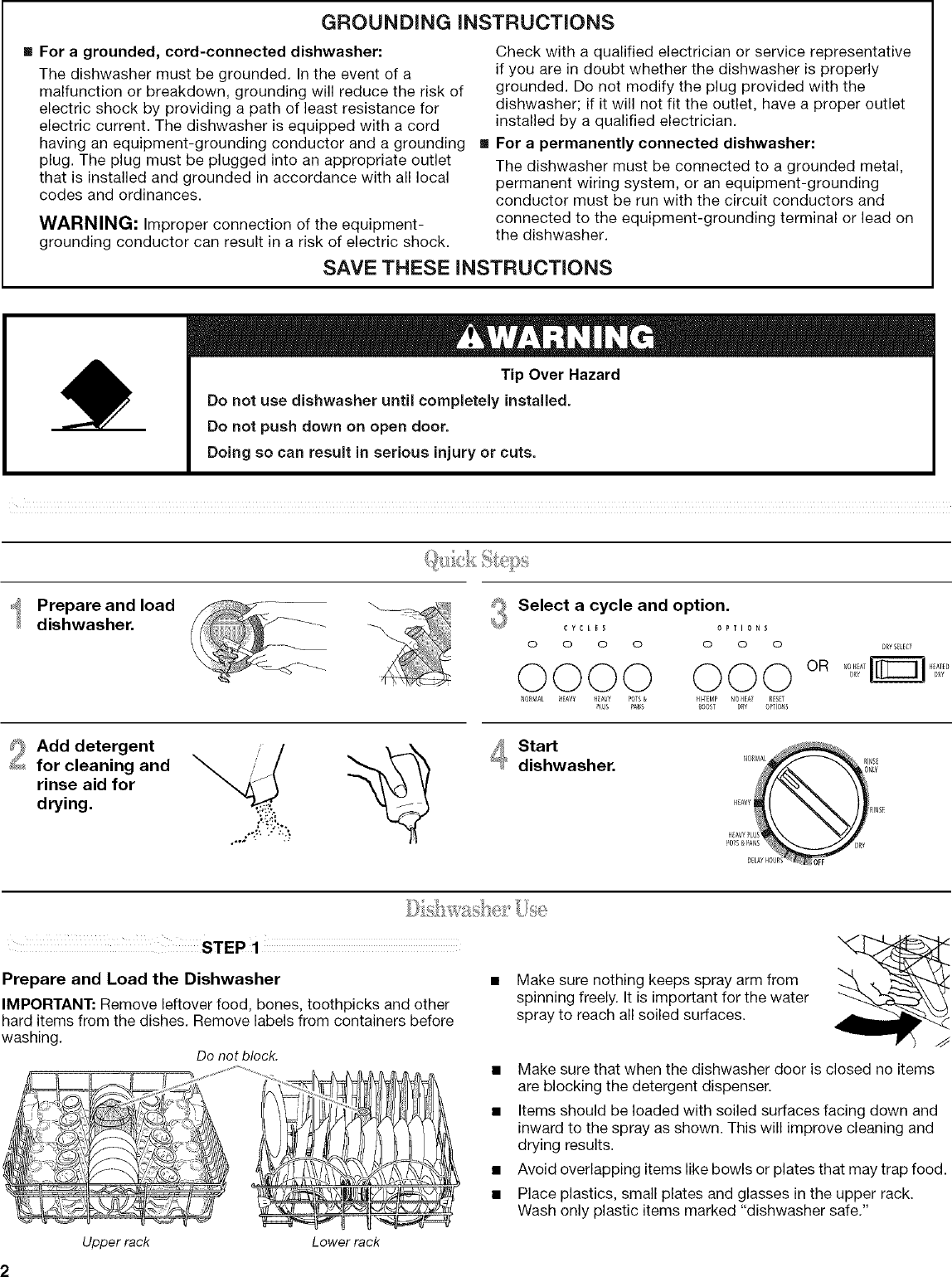 Page 2 of 12 - Whirlpool DU810SWPQ4 User Manual  UNDERCOUNTER DISHWASHER - Manuals And Guides L0711229
