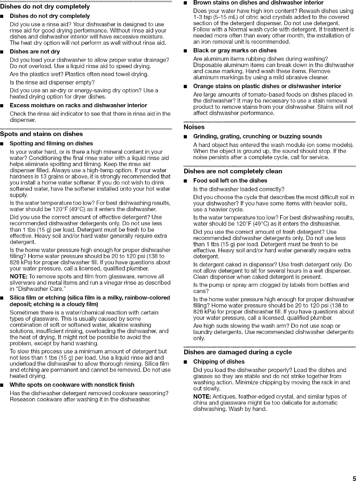 Page 5 of 12 - Whirlpool DU810SWPQ4 User Manual  UNDERCOUNTER DISHWASHER - Manuals And Guides L0711229