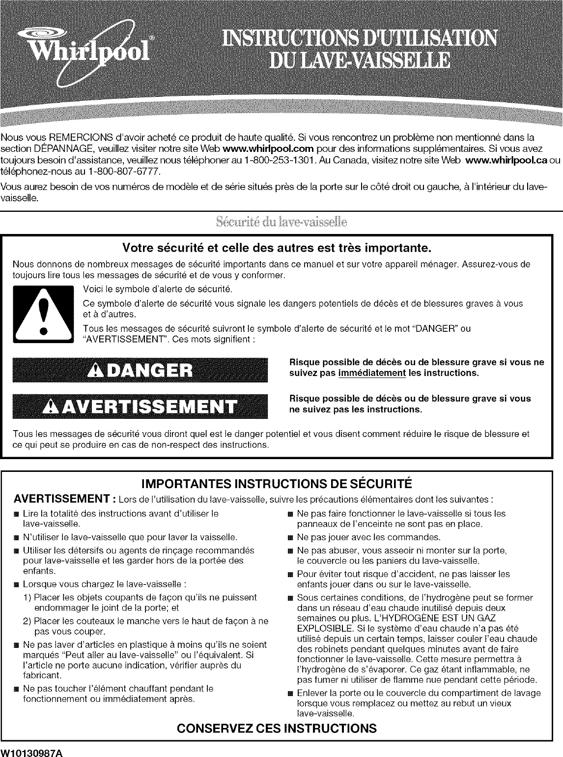 Page 7 of 12 - Whirlpool DU810SWPQ4 User Manual  UNDERCOUNTER DISHWASHER - Manuals And Guides L0711229