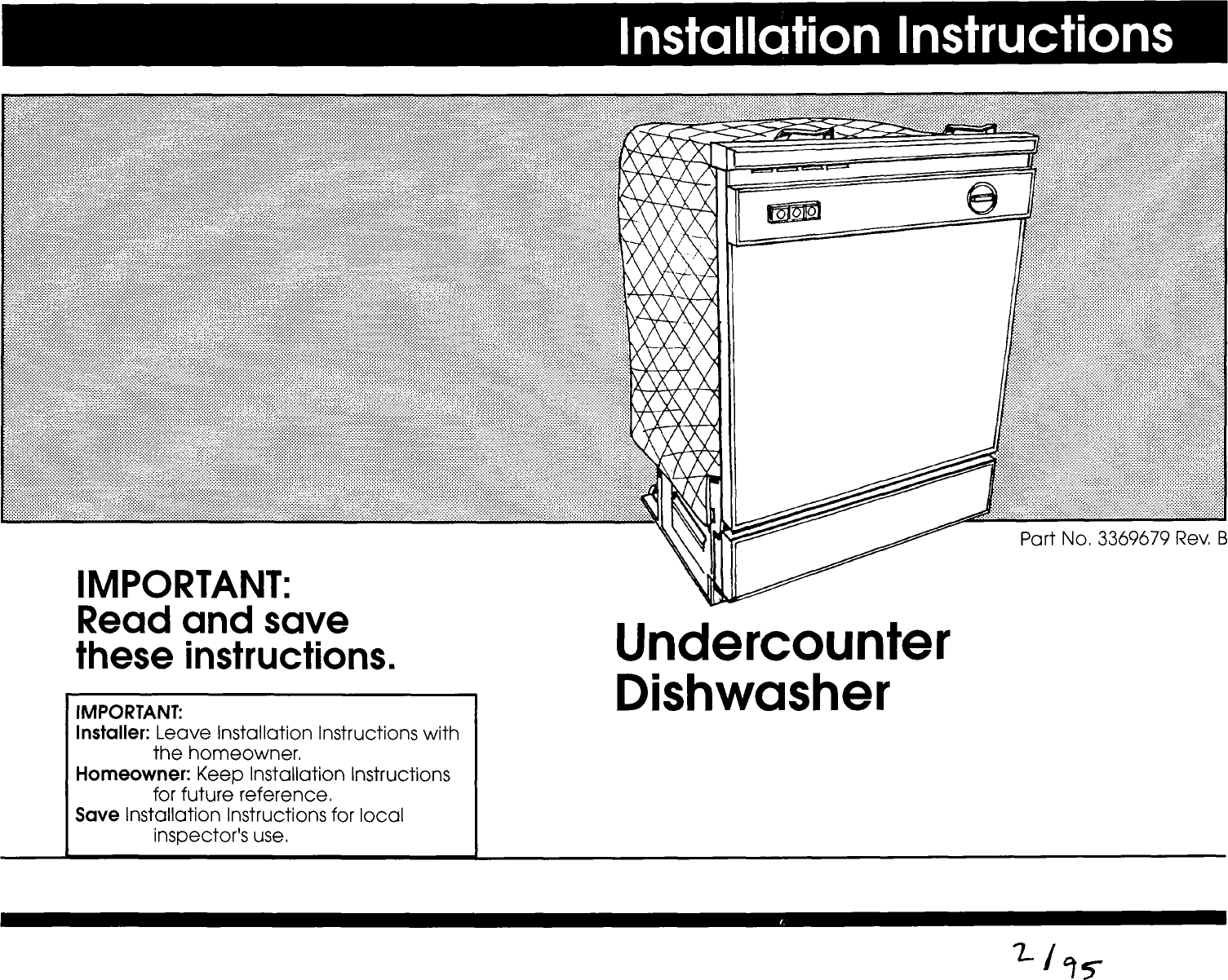 Page 1 of 7 - Whirlpool DU920QWDB2 User Manual  UNDER COUNTER DISHWASHER - Manuals And Guides L0903839