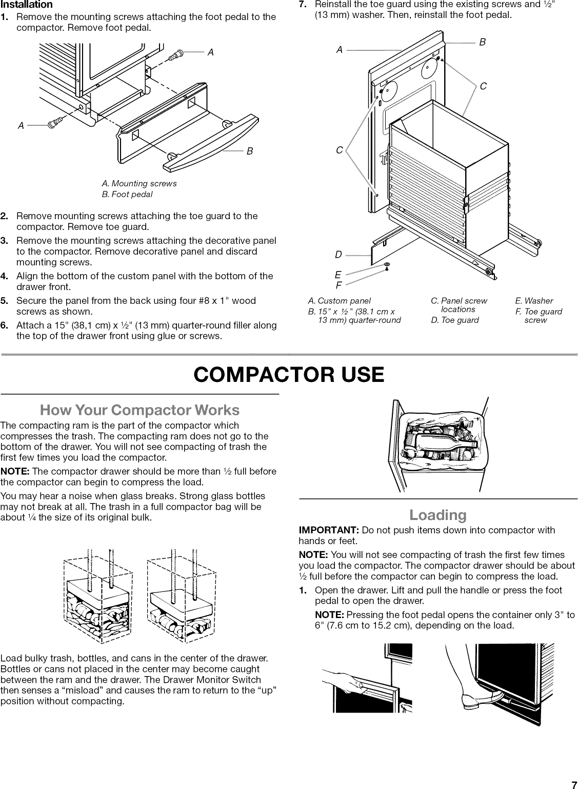 Page 7 of 12 - Whirlpool GC900QPPB6 1512363L User Manual  TRASH COMPACTOR - Manuals And Guides