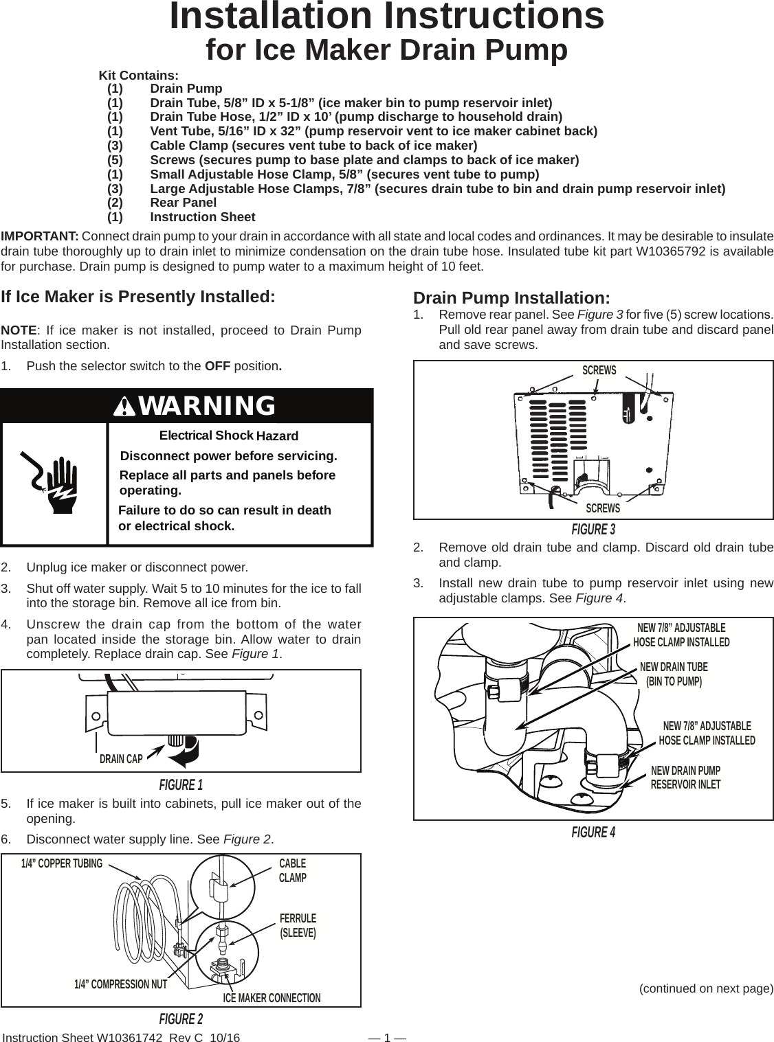 Page 1 of 2 - Whirlpool GI15NDXZS1 W10361742C User Manual  ICE MAKER - Manuals And Guides 1702134L