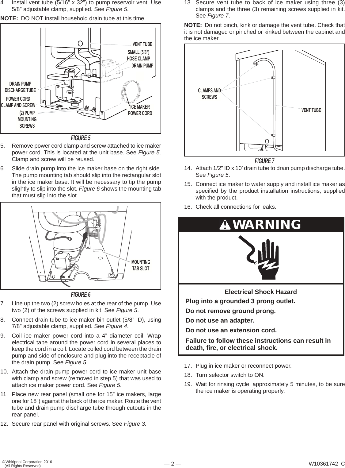 Page 2 of 2 - Whirlpool GI15NDXZS1 W10361742C User Manual  ICE MAKER - Manuals And Guides 1702134L