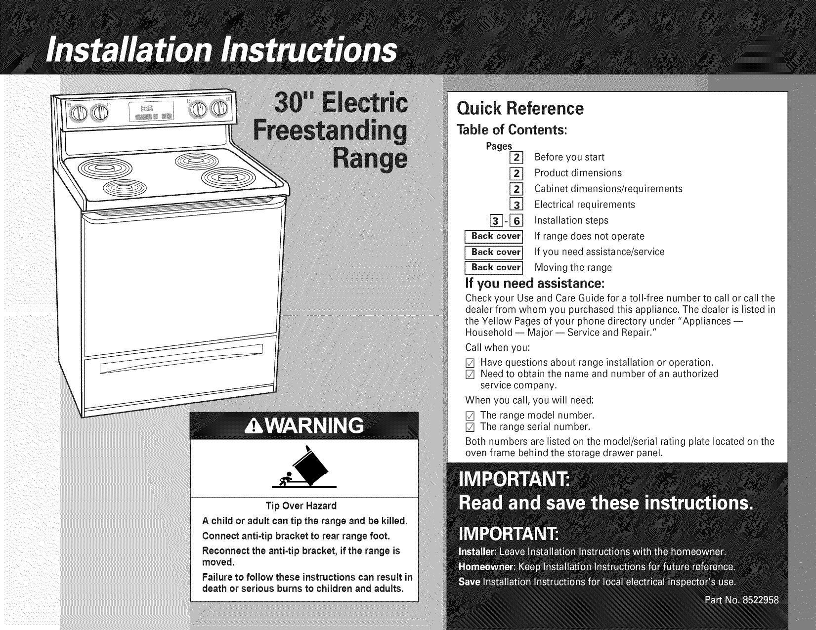 Whirlpool GR458LXLQ0 User Manual ELECTRIC RANGE Manuals And Guides L0906454