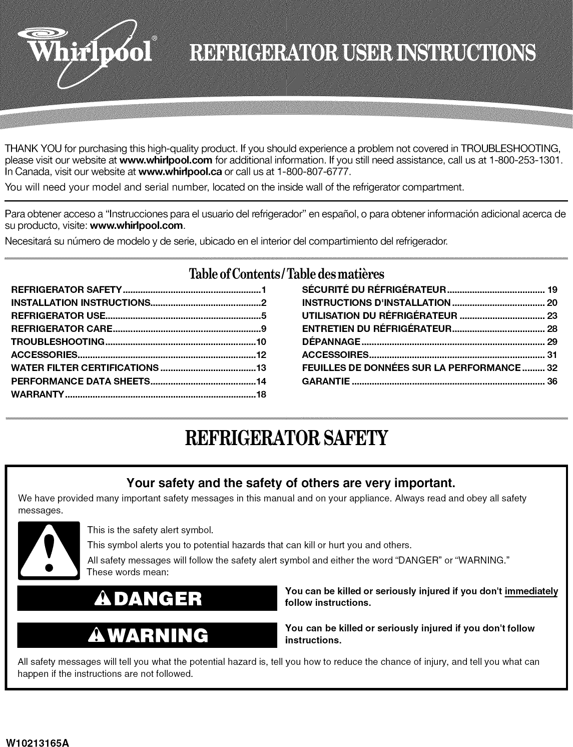 Whirlpool GS2KVAXVS02 User Manual REFRIGERATOR Manuals And Guides L1005224