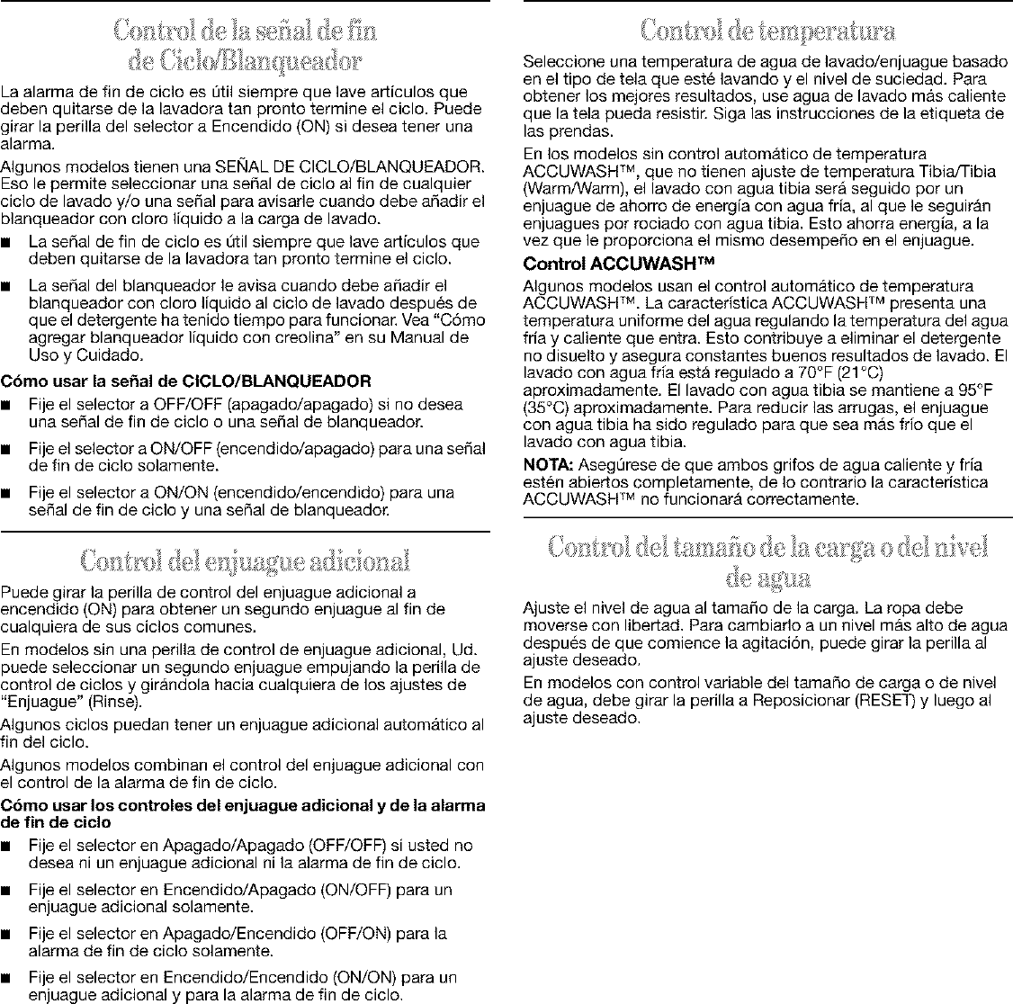 Page 5 of 6 - Whirlpool LSQ9610LG0 User Manual  RESIDENTIAL WASHERS - Manuals And Guides L0401410
