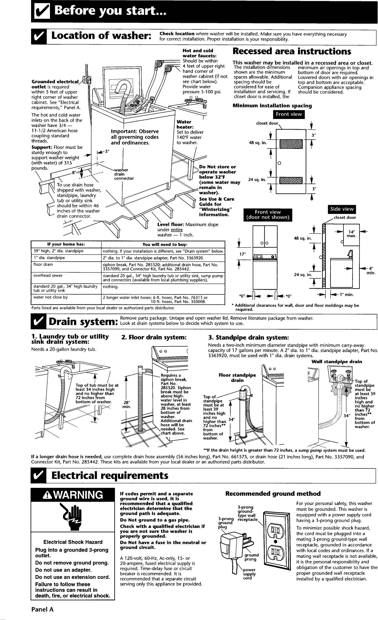 Page 2 of 5 - Whirlpool LSR8233EQ0 User Manual  HOME WASHERS DIRECT-DRIVE - Manuals And Guides 1506155L