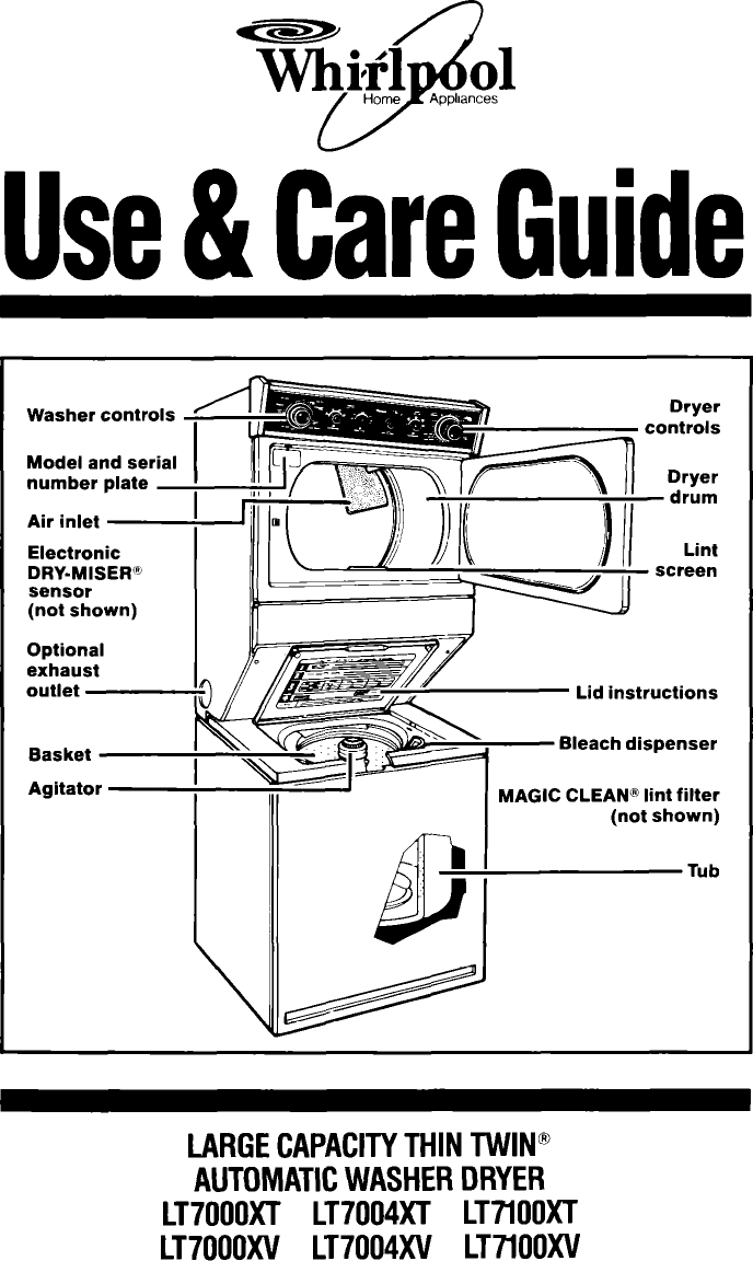 Whirlpool LT7000XTW0 User Manual LAUNDRY CENTER Manuals And Guides L0904173