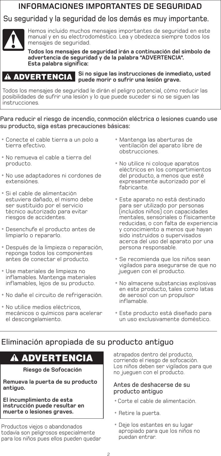Page 2 of 6 - W10645124  Use And Care Guide SP-WZC12AETWW1