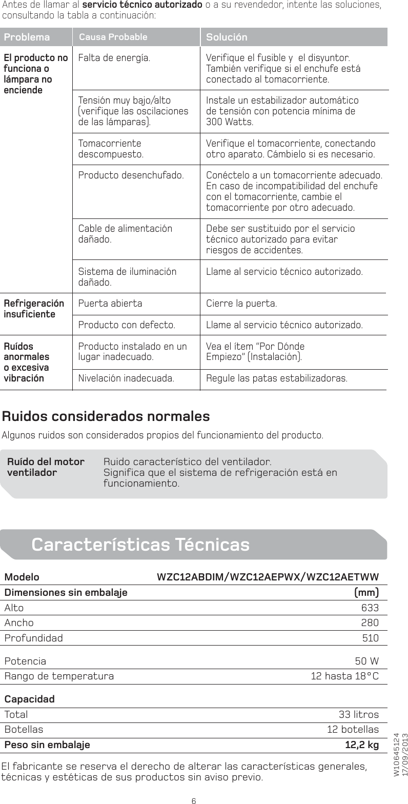 Page 6 of 6 - W10645124  Use And Care Guide SP-WZC12AETWW1