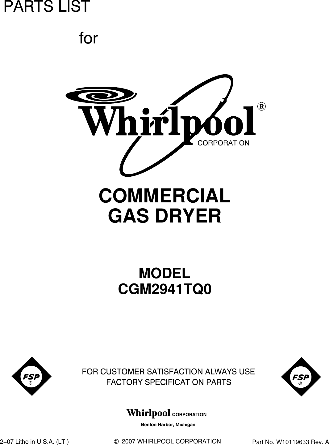 Page 1 of 10 - Whirlpool Whirlpool-Cgm2941Tq0-Users-Manual-  Whirlpool-cgm2941tq0-users-manual