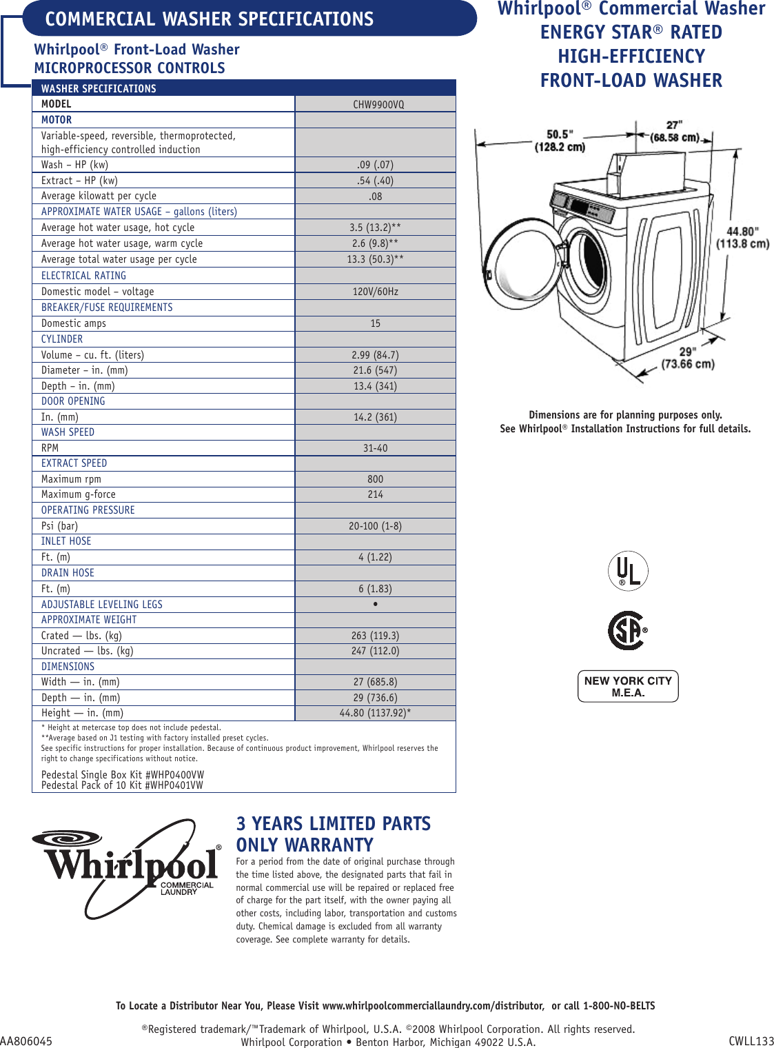 Page 2 of 2 - Whirlpool Whirlpool-Chw9900Vq-Users-Manual-  Whirlpool-chw9900vq-users-manual