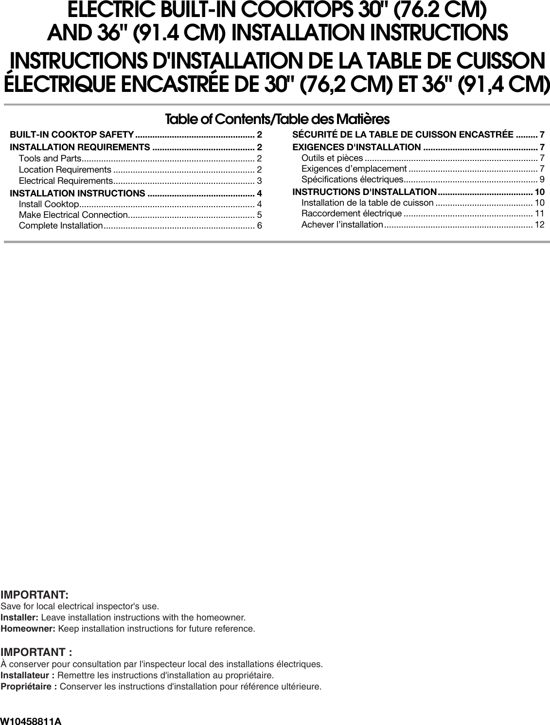 Page 1 of 12 - Whirlpool Whirlpool-Wcc31430Ab-Quick-Start-Guide