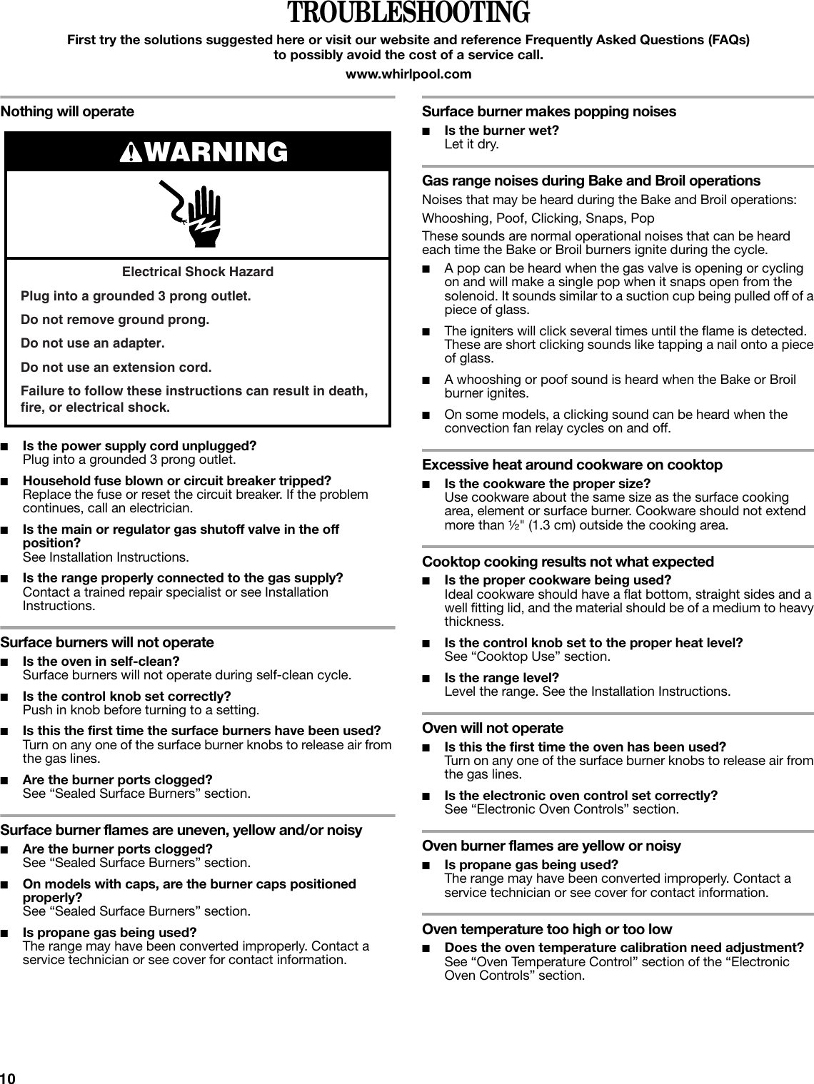 Page 10 of 12 - Whirlpool Whirlpool-Wfg361Lvs-Users-Manual-  Whirlpool-wfg361lvs-users-manual