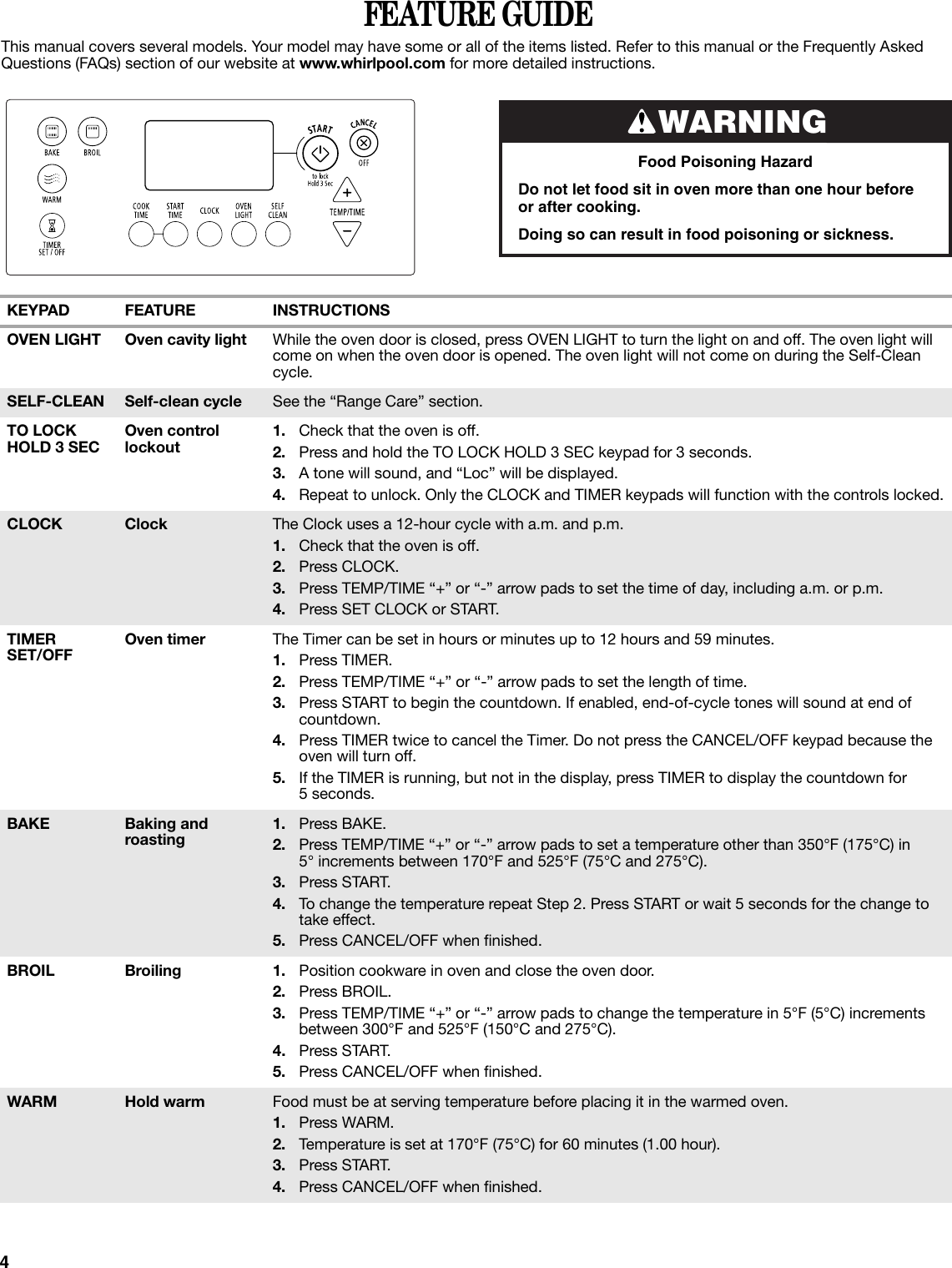 Page 4 of 12 - Whirlpool Whirlpool-Wfg361Lvs-Users-Manual-  Whirlpool-wfg361lvs-users-manual