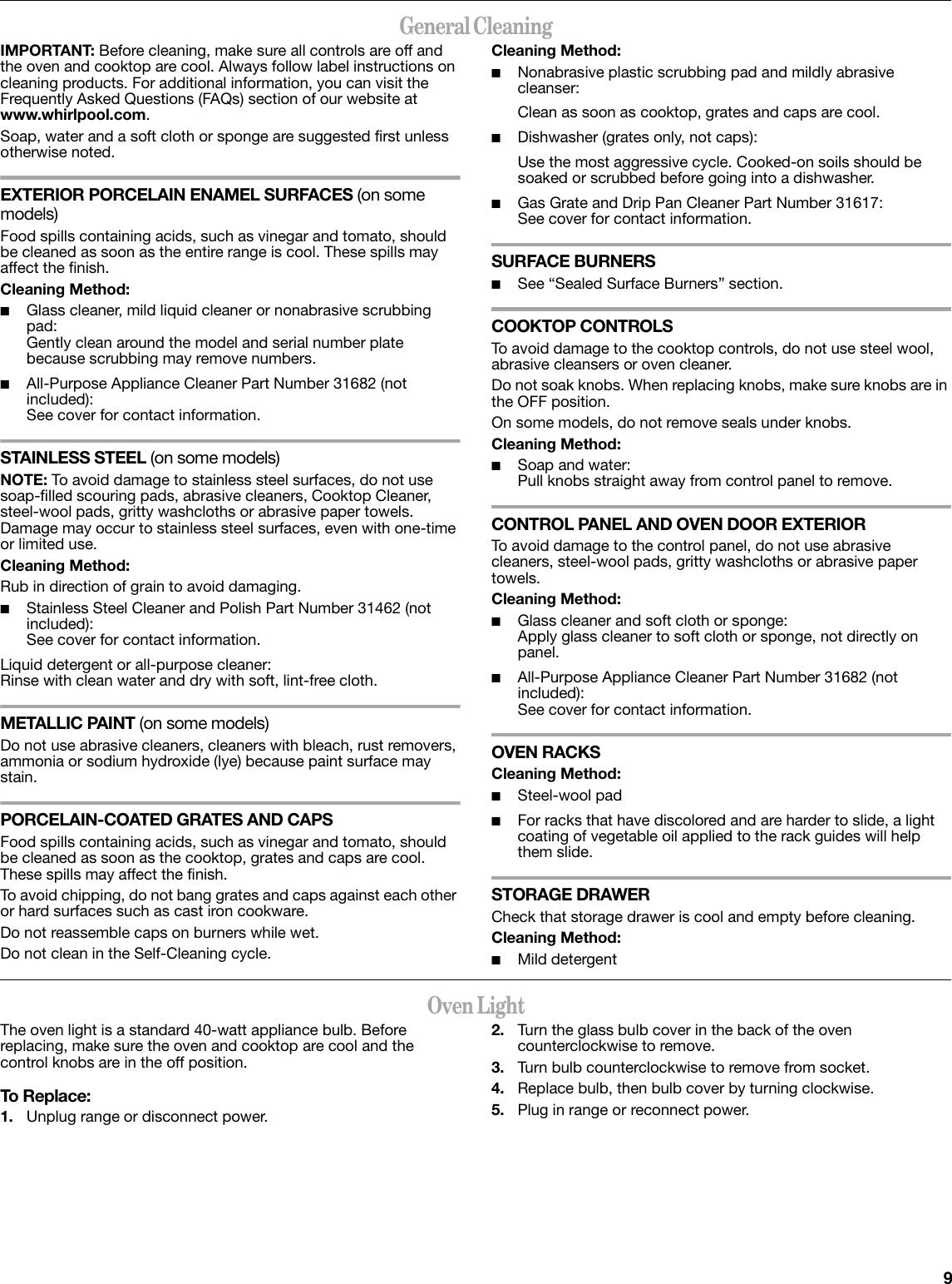 Page 9 of 12 - Whirlpool Whirlpool-Wfg361Lvs-Users-Manual-  Whirlpool-wfg361lvs-users-manual