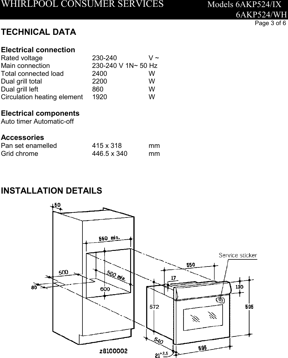 Page 3 of 6 - Whirlpool Whirlpool-Whirlpool-Oven-6Akp524-Ix-Users-Manual SM5530