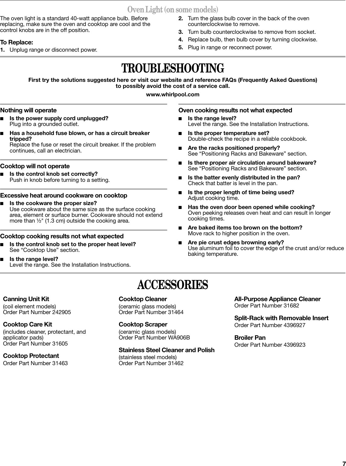 Whirlpool Range W10200359d Users Manual