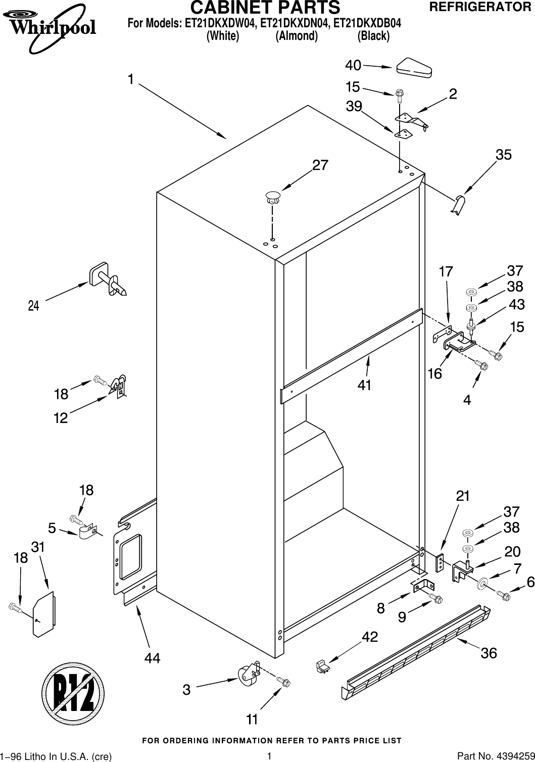Page 1 of 12 - Whirlpool Whirlpool-Whirlpool-Refrigerator-Et21Dkxdb04-Users-Manual-  Whirlpool-whirlpool-refrigerator-et21dkxdb04-users-manual