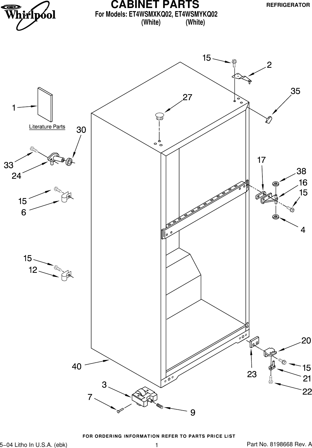 Page 1 of 12 - Whirlpool Whirlpool-Whirlpool-Refrigerator-Et4Wsmxkq02-Users-Manual-  Whirlpool-whirlpool-refrigerator-et4wsmxkq02-users-manual