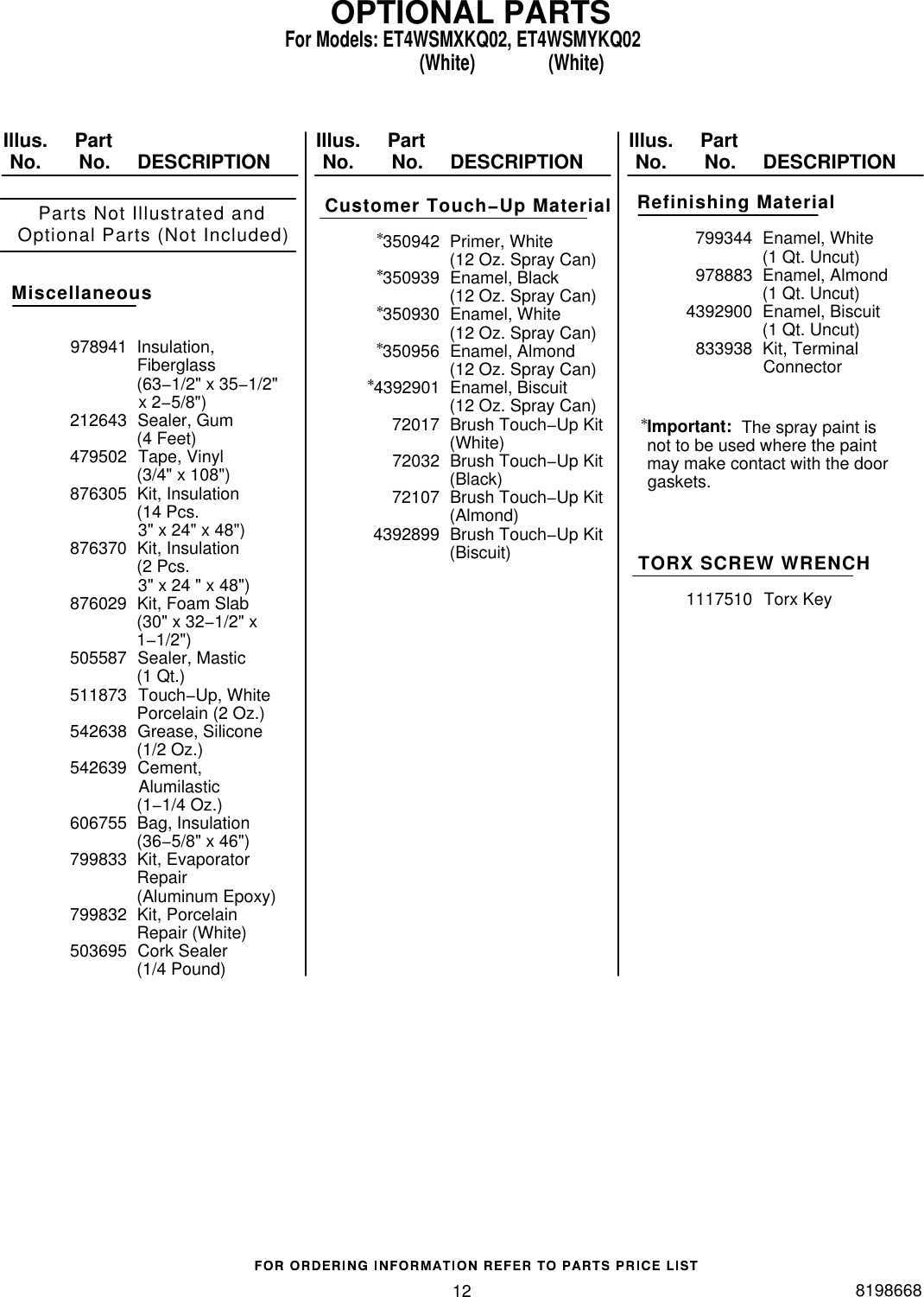 Page 12 of 12 - Whirlpool Whirlpool-Whirlpool-Refrigerator-Et4Wsmxkq02-Users-Manual-  Whirlpool-whirlpool-refrigerator-et4wsmxkq02-users-manual