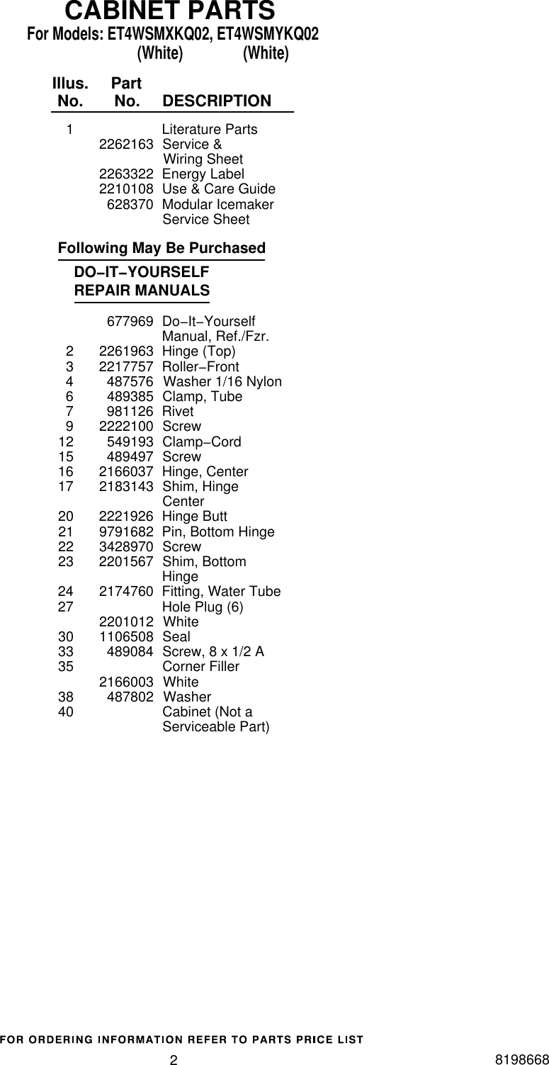 Page 2 of 12 - Whirlpool Whirlpool-Whirlpool-Refrigerator-Et4Wsmxkq02-Users-Manual-  Whirlpool-whirlpool-refrigerator-et4wsmxkq02-users-manual