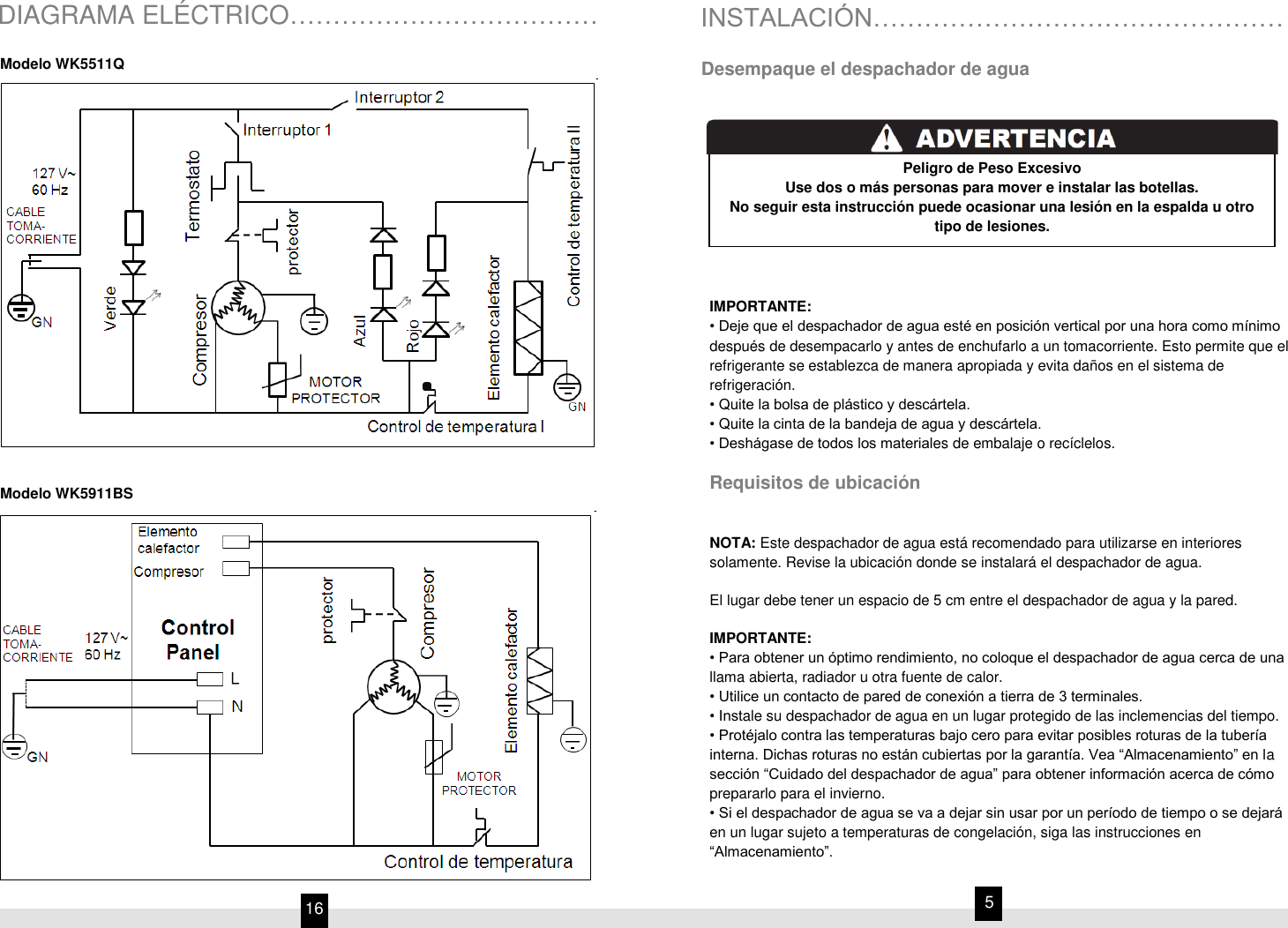 WK5911BS Manual de Uso y Cuidado