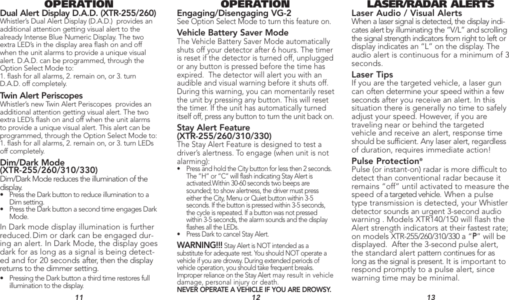 Page 5 of 9 - Whistler Whistler-Xtr-150-Users-Manual-  Whistler-xtr-150-users-manual